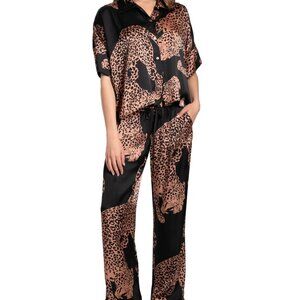 #23 Midnight Bakery Women's Lilith 2-Pc. Satin Pajamas Set - Black